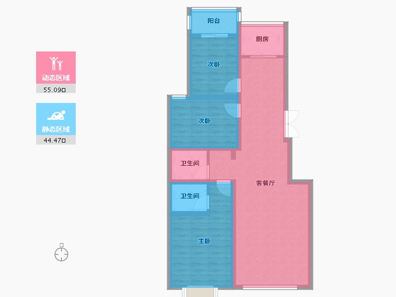 山西省-临汾市-翼城·棕榈墅-88.59-户型库-动静分区