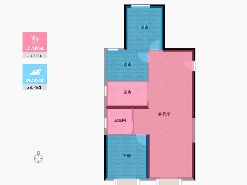 新疆维吾尔自治区-乌鲁木齐市-绿城·理想之城-70.56-户型库-动静分区