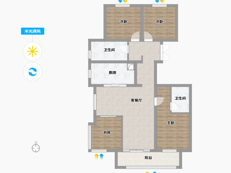 河北省-廊坊市-天樾府-97.73-户型库-采光通风