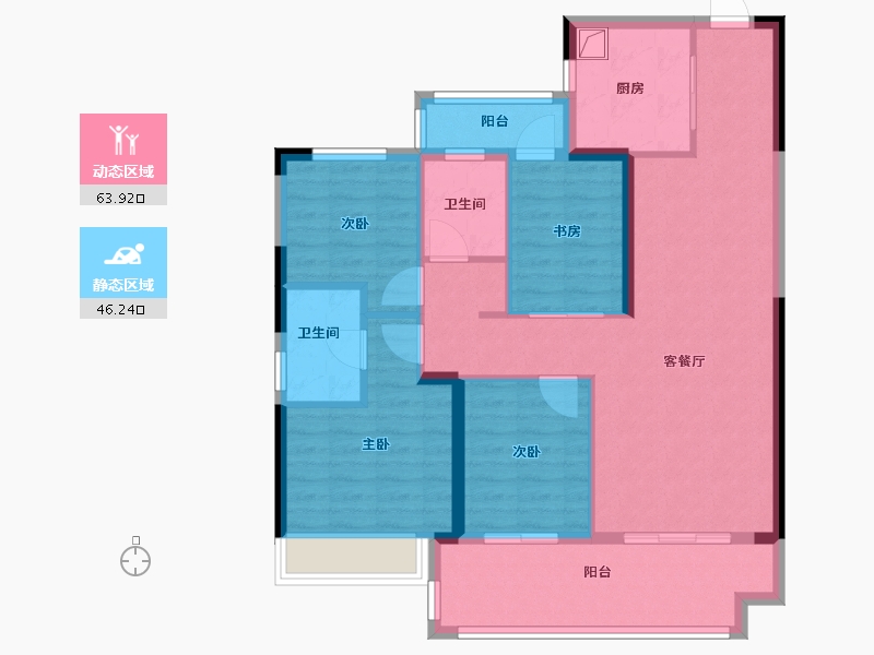 湖南省-长沙市-国欣向荣府三期-98.40-户型库-动静分区