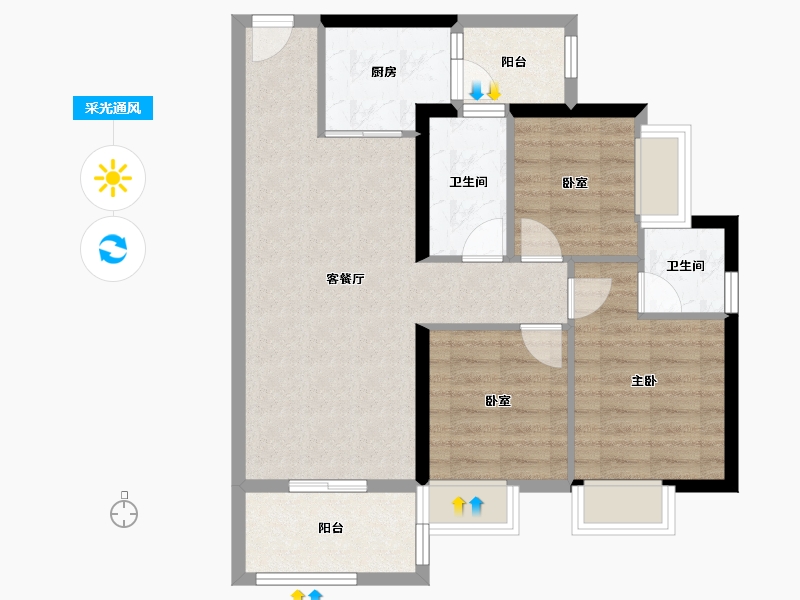 广东省-深圳市-京基璟誉府-73.37-户型库-采光通风