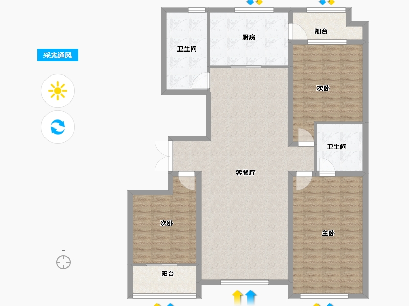 山东省-潍坊市-九龙山翠雨园-134.47-户型库-采光通风