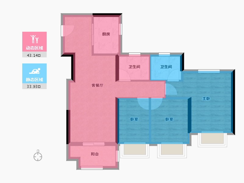 广东省-广州市-卓越晴翠府-68.21-户型库-动静分区