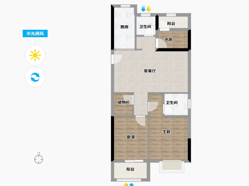 浙江省-温州市-荣安汇学府-76.00-户型库-采光通风