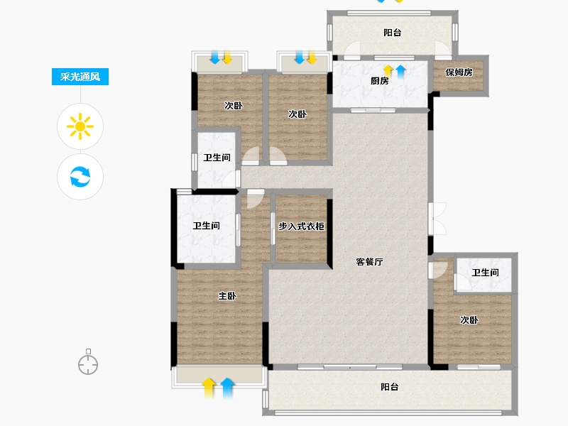 湖南省-长沙市-星大·星悦湾-194.60-户型库-采光通风