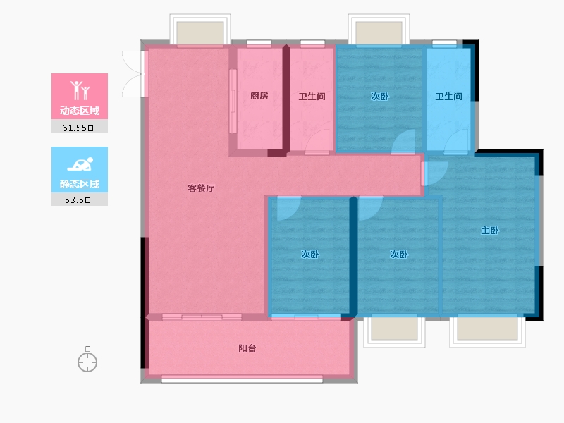 江西省-吉安市-聚福·文峰壹品-104.00-户型库-动静分区