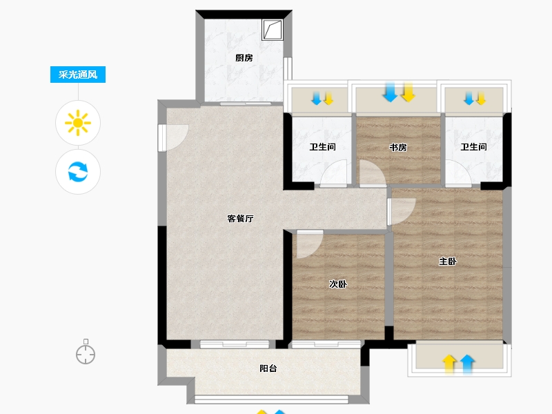 湖北省-武汉市-武昌首府-78.40-户型库-采光通风