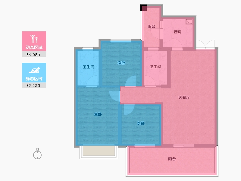 云南省-昭通市-瑞盛华府-85.59-户型库-动静分区