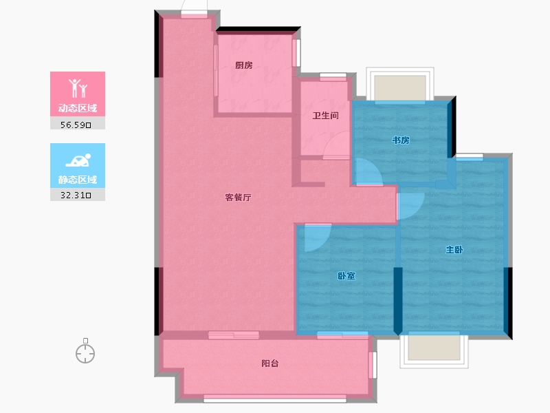 湖北省-十堰市-福山玺樾-80.01-户型库-动静分区