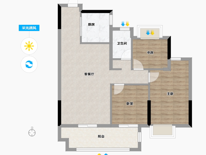 湖北省-十堰市-福山玺樾-80.01-户型库-采光通风