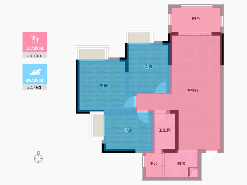 四川省-成都市-西璟台-71.80-户型库-动静分区