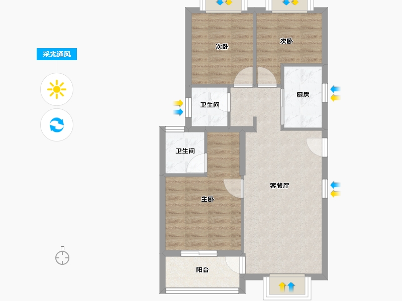 福建省-厦门市-湖滨里-66.43-户型库-采光通风