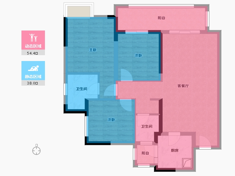 四川省-成都市-青白江万达三期-84.80-户型库-动静分区