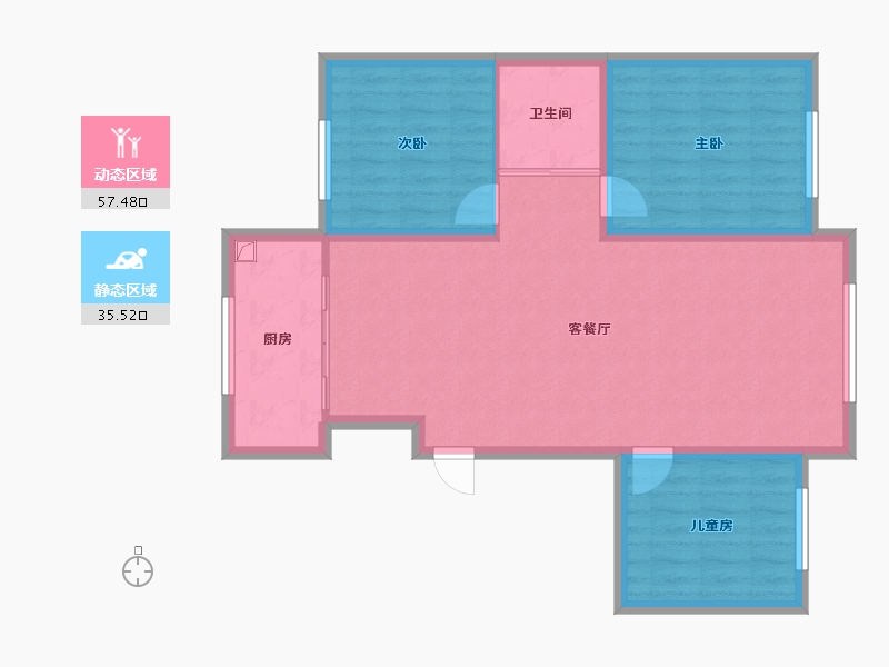 辽宁省-锦州市-碧桂园御华府-86.77-户型库-动静分区