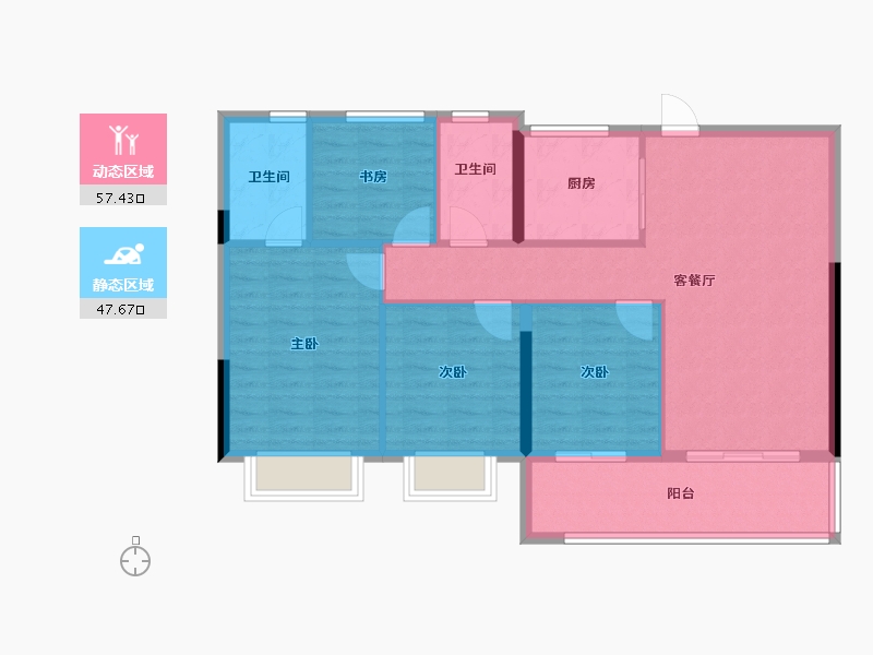 浙江省-杭州市-建发杭地发展云城之上-95.37-户型库-动静分区