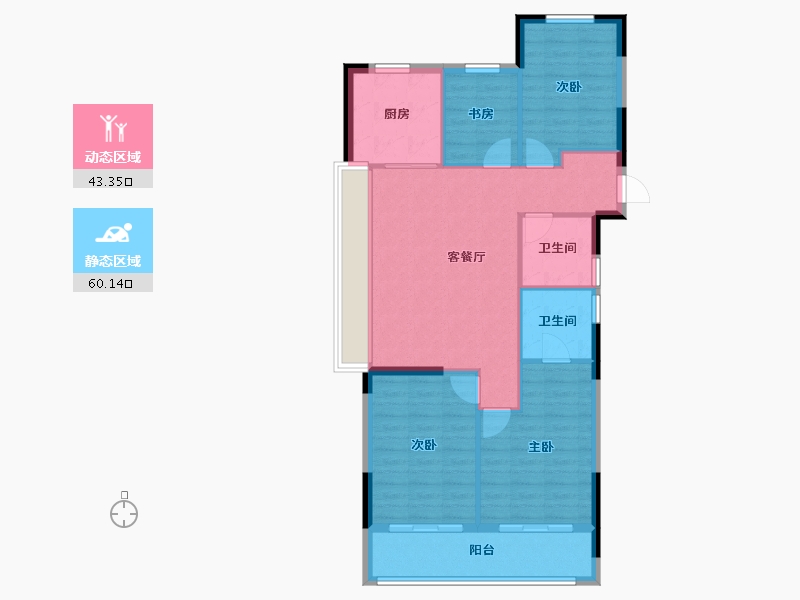 浙江省-杭州市-滨运锦绣里-94.16-户型库-动静分区