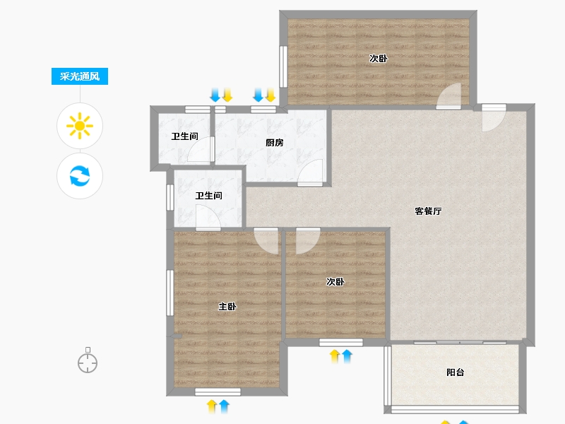 广东省-广州市-南兴花苑-120.00-户型库-采光通风