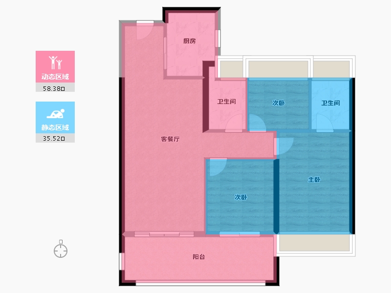 湖北省-武汉市-福星惠誉·铂雅府-84.80-户型库-动静分区