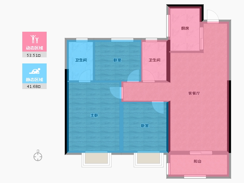 湖南省-长沙市-长沙溪山悦-85.50-户型库-动静分区