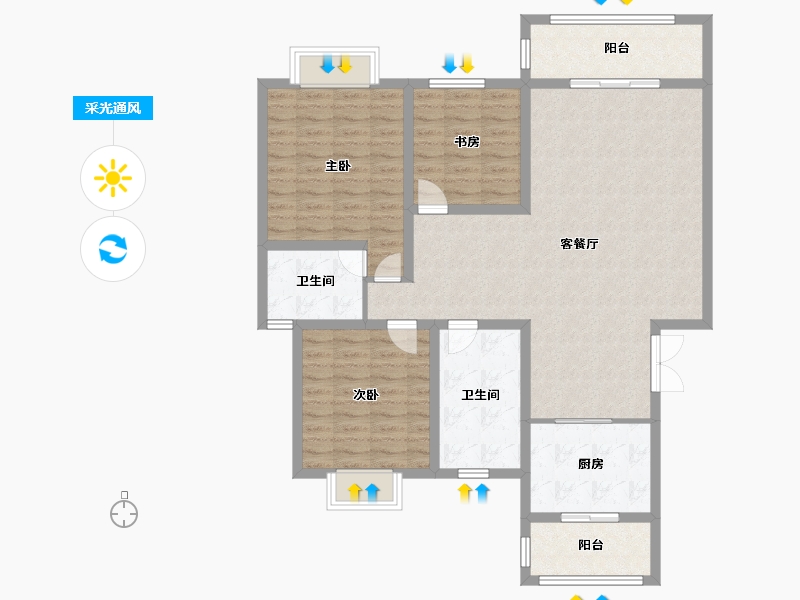 四川省-成都市-西璟台-115.20-户型库-采光通风