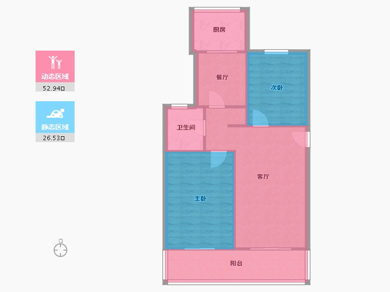 陕西省-西安市-7171厂北院住宅小区-71.00-户型库-动静分区