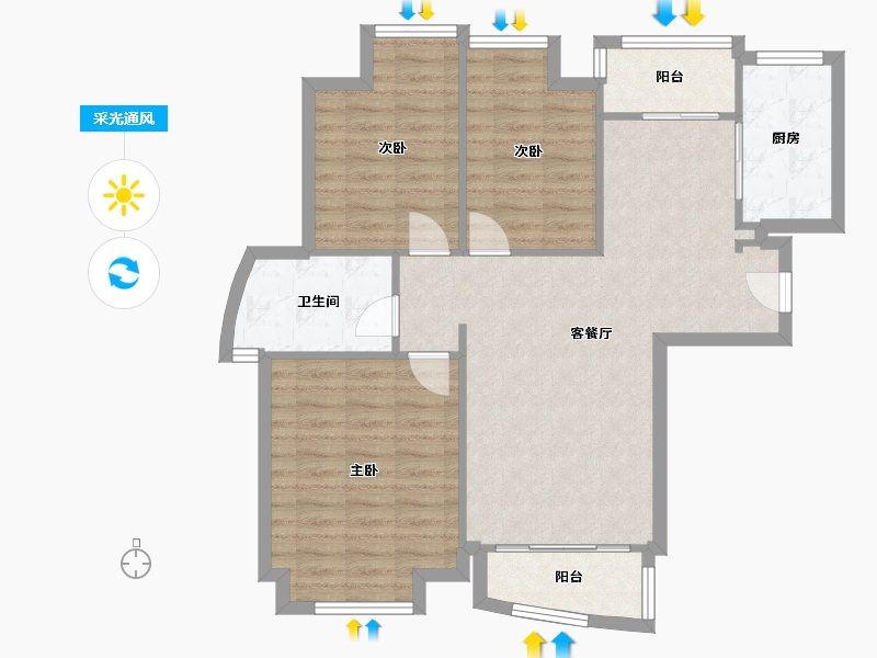 湖南省-长沙市-保利麓谷林语-F区-81.70-户型库-采光通风