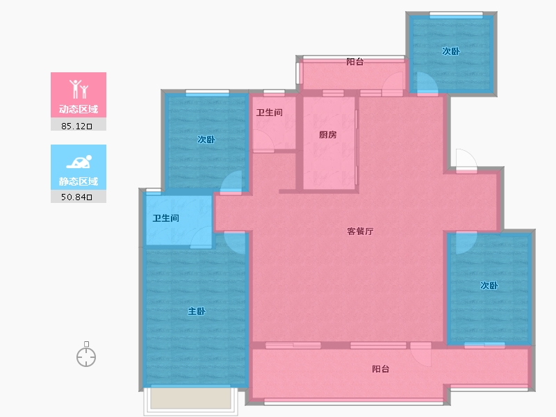 山东省-潍坊市-绿城·桂语朝阳-121.98-户型库-动静分区