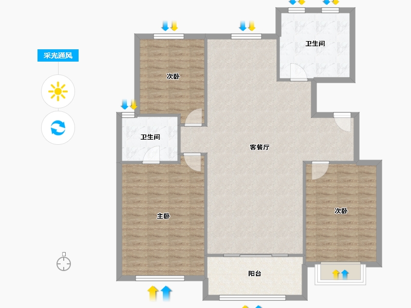 河南省-许昌市-亚恒橡树湾-120.08-户型库-采光通风