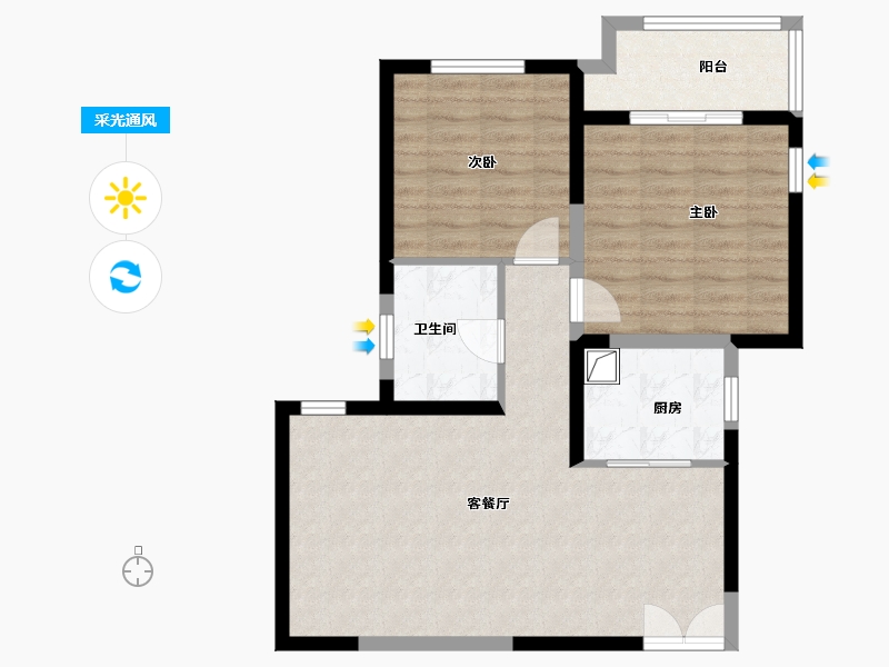 陕西省-西安市-兴庆御苑-72.00-户型库-采光通风