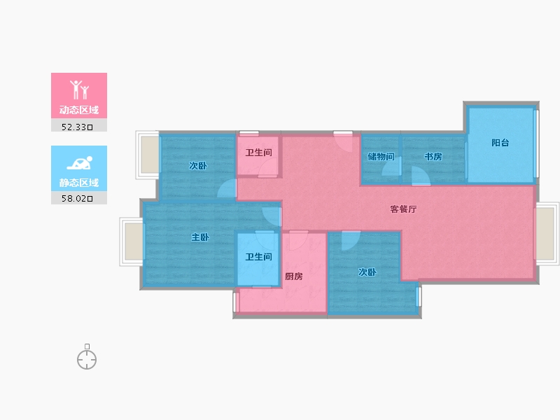 四川省-成都市-8号公馆-103.99-户型库-动静分区