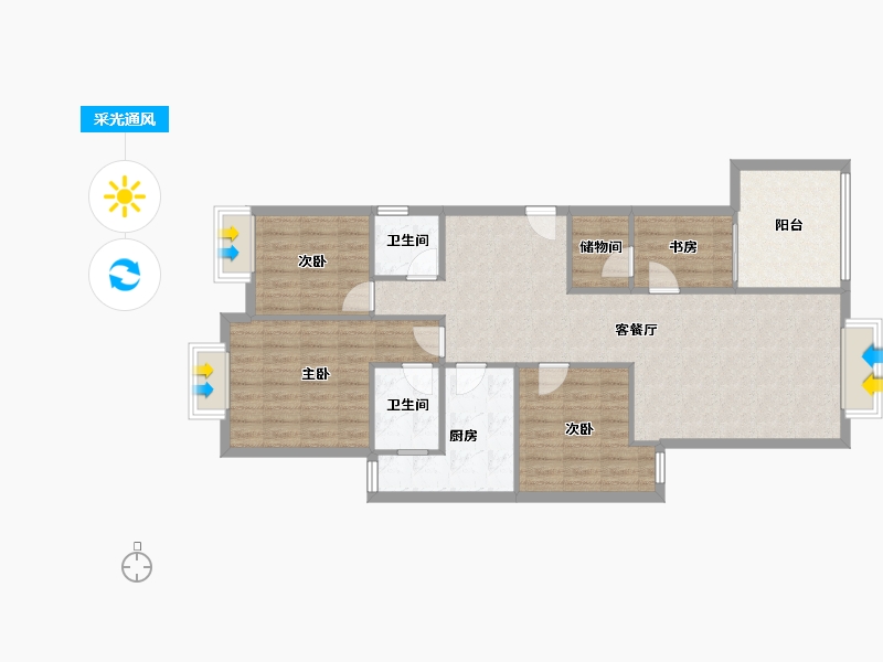 四川省-成都市-8号公馆-103.99-户型库-采光通风