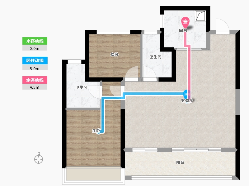 陕西省-西安市-绿城新兴·潮起长安-79.58-户型库-动静线