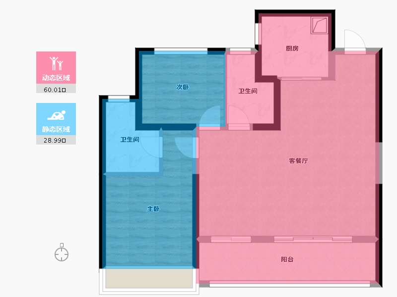 陕西省-西安市-绿城新兴·潮起长安-79.58-户型库-动静分区