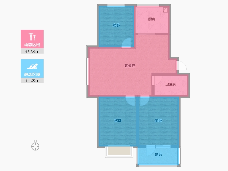 辽宁省-朝阳市-华鹏盛典-84.80-户型库-动静分区