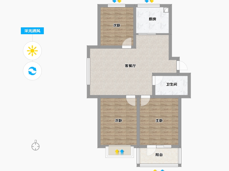 辽宁省-朝阳市-华鹏盛典-84.80-户型库-采光通风