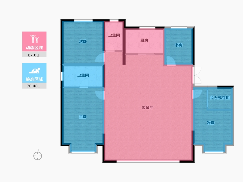 内蒙古自治区-鄂尔多斯市-宜佳金樽府-144.66-户型库-动静分区