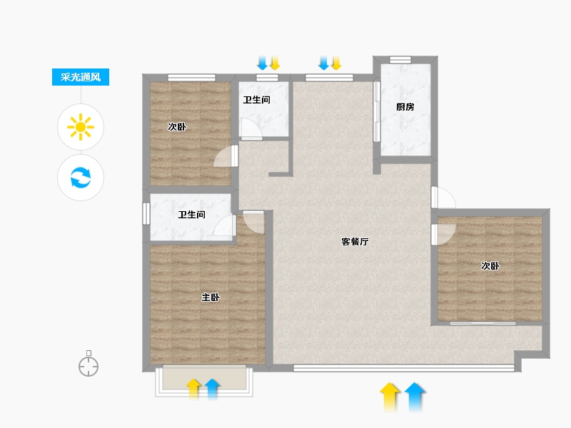 河北省-邯郸市-天正君悦府三期-107.26-户型库-采光通风