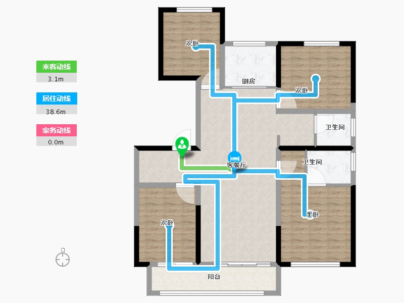 山东省-菏泽市-衣锦还乡安家壹号公馆-124.00-户型库-动静线