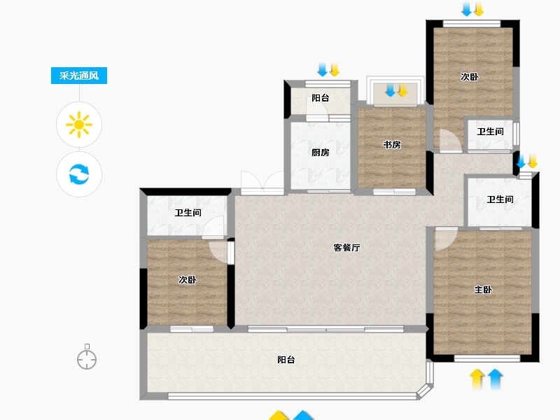 四川省-绵阳市-树高丽晶荟-114.34-户型库-采光通风