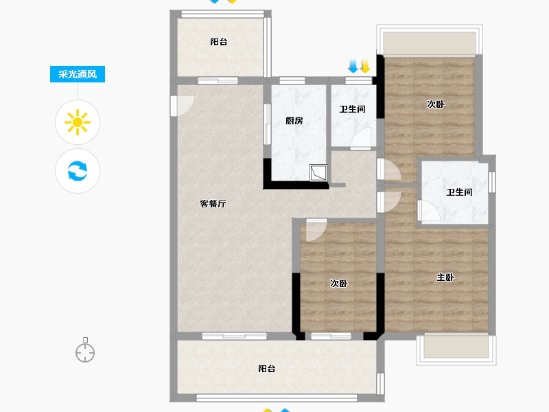 湖北省-荆门市-景泰华庭-97.77-户型库-采光通风