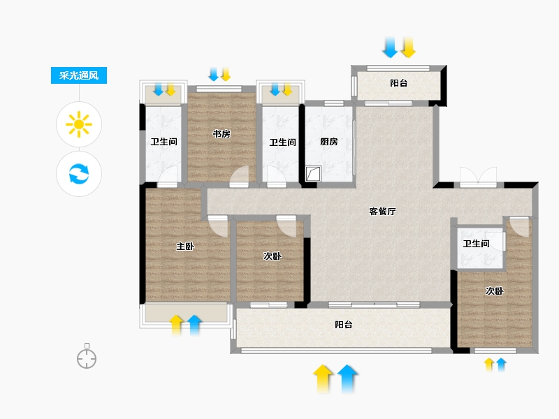 湖南省-长沙市-星大·星悦湾-136.50-户型库-采光通风