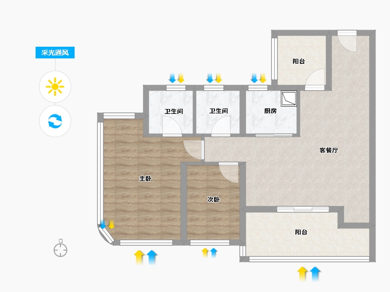 广东省-广州市-能建·天河麓誉府-76.79-户型库-采光通风