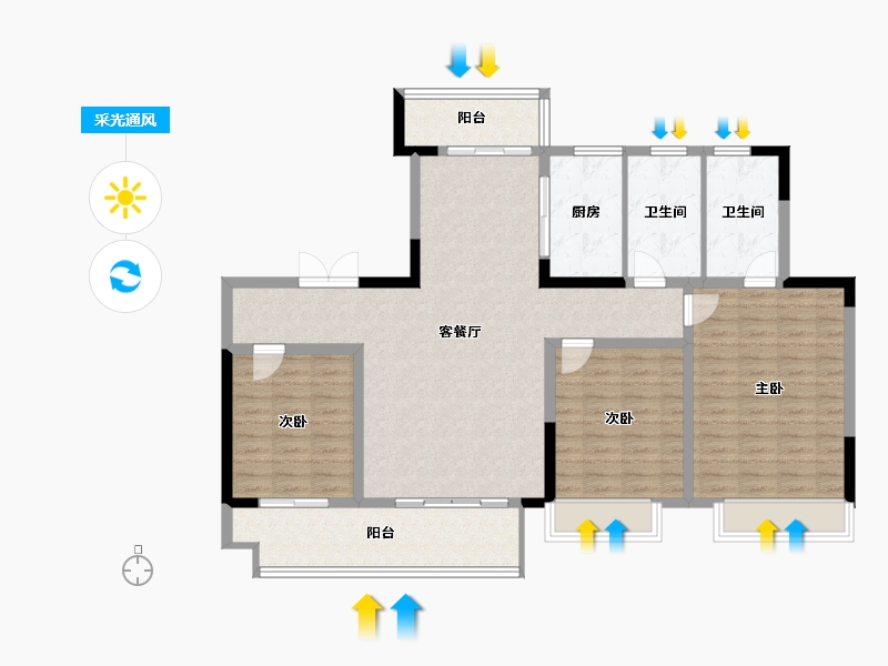 河南省-商丘市-建业神火新筑-120.00-户型库-采光通风