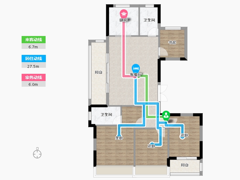 浙江省-杭州市-滨运锦绣里-102.14-户型库-动静线