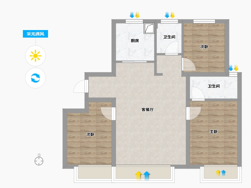 河北省-石家庄市-城发投·云歌芳华-69.69-户型库-采光通风