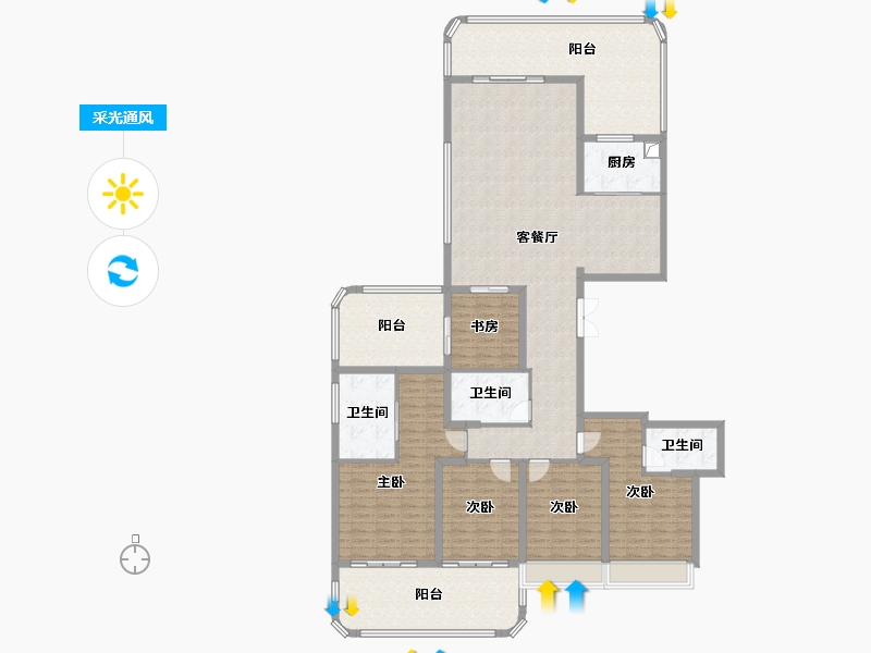 海南省-海口市-佳园江畔濠庭二期-193.60-户型库-采光通风