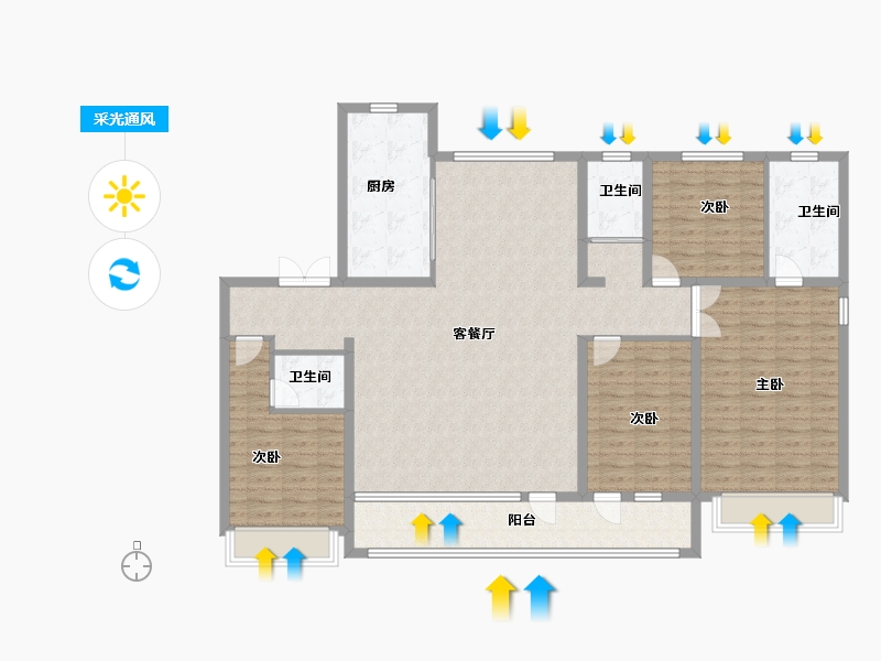 山东省-潍坊市-海通鸢都芳华-150.49-户型库-采光通风