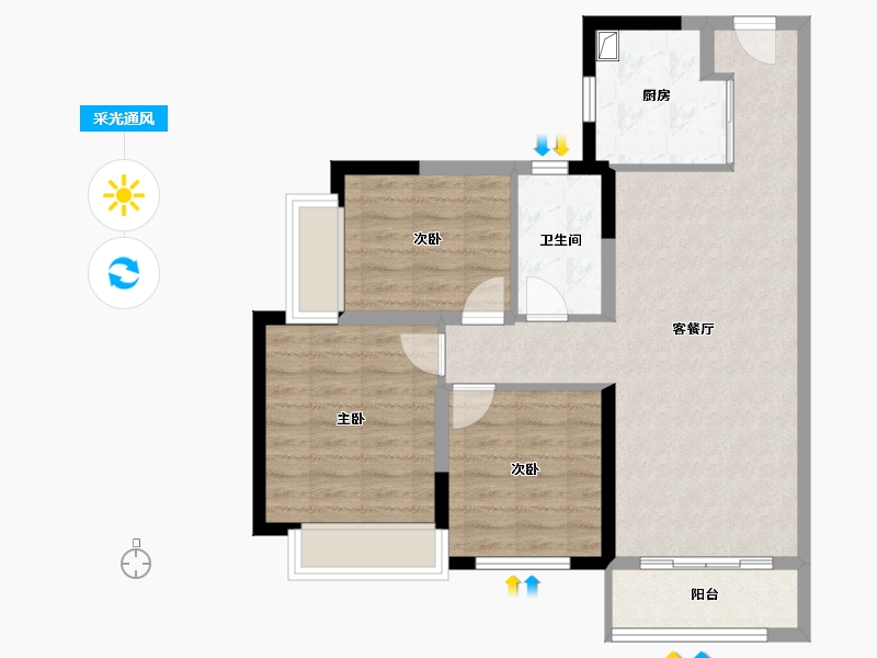 广西壮族自治区-河池市-拿银安置小区西区-76.23-户型库-采光通风