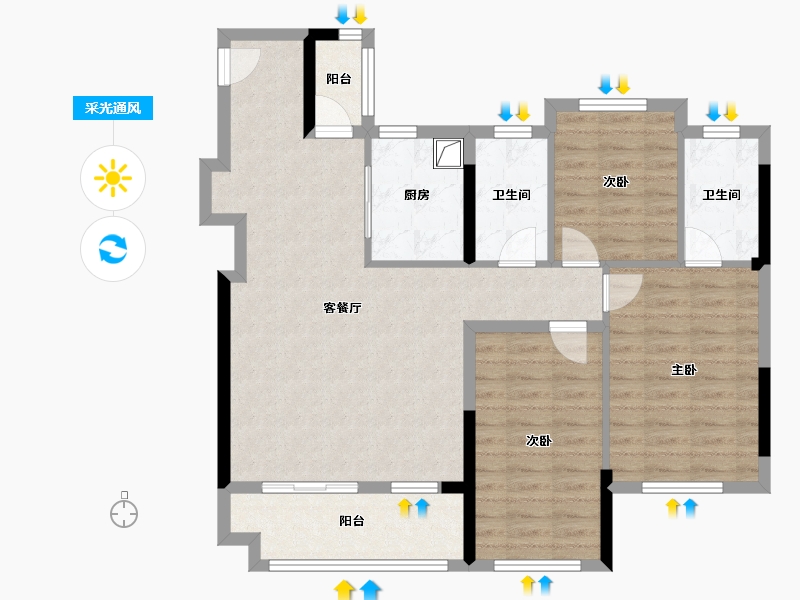 湖北省-武汉市-天创云和樾-94.85-户型库-采光通风