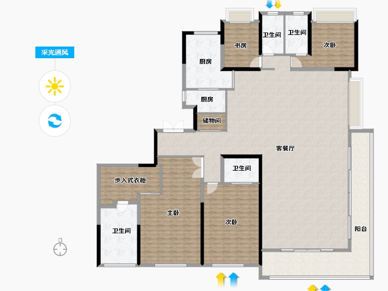 江苏省-南京市-仁恒龙湾-272.00-户型库-采光通风